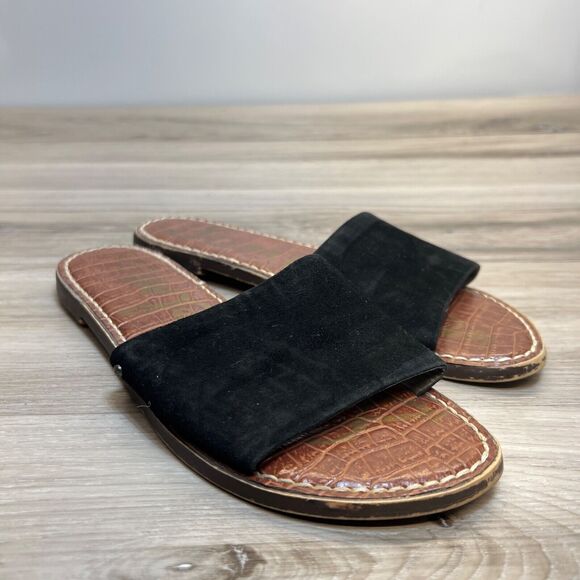 Sam Edelman Gio Black Suede Leather Slide Sandals Women's Size 6 Slip On - Picture 1 of 10